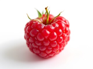 "Close-Up of a Fresh Raspberry with white background"

