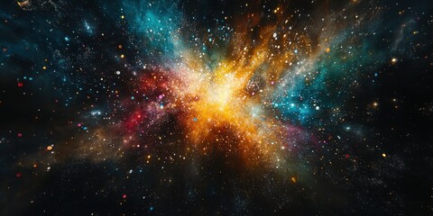 Fototapeta premium Vibrant Multi-Colored Fireworks Exploding in the Night Sky Creating a Stunning Display of Light and Color Across a Dark Backdrop