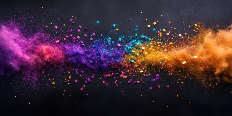 Vibrant Multi-Colored Fireworks Scattered Across a Dark Background Creating a Stunning Display of Colors and Textures for Celebration and Events