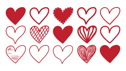 Hand-Drawn Red and White Heart Collection