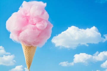 Celebrate National Cotton Candy Day with Dreamy Pink Fluff Under Bright Blue Skies - Perfect for Summertime and Fourth of July Vibes
