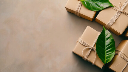 Green Leaf Among Cardboard Boxes in Eco Friendly Setting