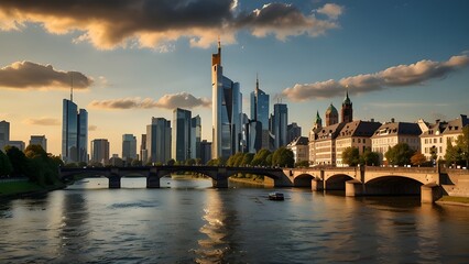 Obraz premium Frankfurt, Germany skyline on the Main River