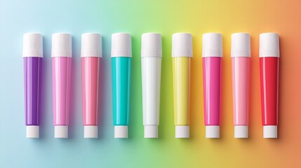 Obraz premium White color cosmetic moisturizer tubes without a logo and vivid colors nail polish, advice which cosmetic products to use