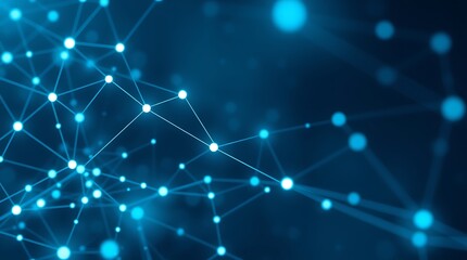 Abstract Blue Network: A captivating abstract background with a network of glowing dots and lines on a deep blue background. The image evokes a sense of connectivity, technology, and innovation.  