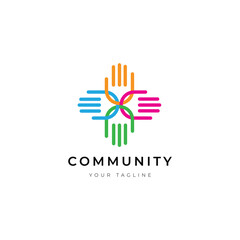 hand community colorful logo design vector