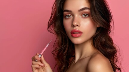 Obraz premium Woman s lips receiving cosmetic injection for beauty enhancement and dermatological treatment