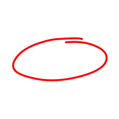 Hand drawn red circular sign isolated on transparent