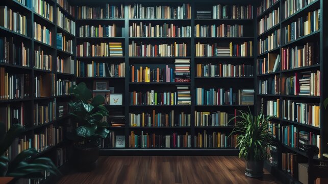 Business zoom background, professional office setting with bookshelves. minimalist backgrounds. Ultra realistic. Photorealistic hypermaximalist advertising photography hyper realistic fine detail