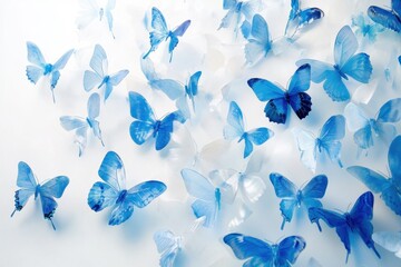 Blue Butterflies on a White Background