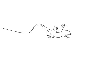 A continuous line drawing of a lizard, One single line drawing, Lizard one line continuous. Line art Lizard isolated on transparent background. Hand drawn vector art.