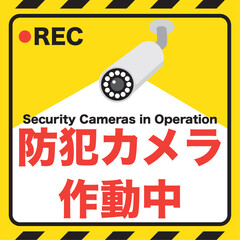 正方形の防犯カメラ作動中、バレット型