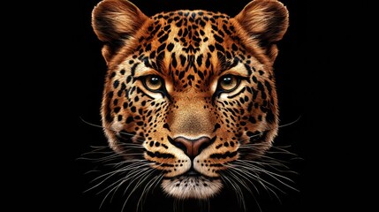 Obraz premium Majestic amur leopard portrait isolated on black background wildlife conservation image. wildlife. Ultra realistic. Photorealistic hypermaximalist hyper realistic fine detail