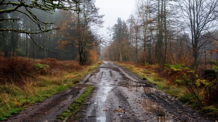 Fototapeta premium Misty Forest Road