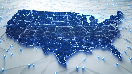 A map of the United States illustrates the complex network of information service providers with interconnected lines