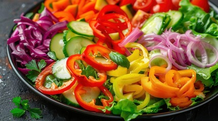 Create a fresh garden salad delight in your kitchen with vibrant ingredients for a healthy meal