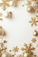 Fototapeta premium Warm and Cozy Winter Ambiance with Golden Christmas Decorations, Snowflakes, and Soft Lighting for a Festive Season