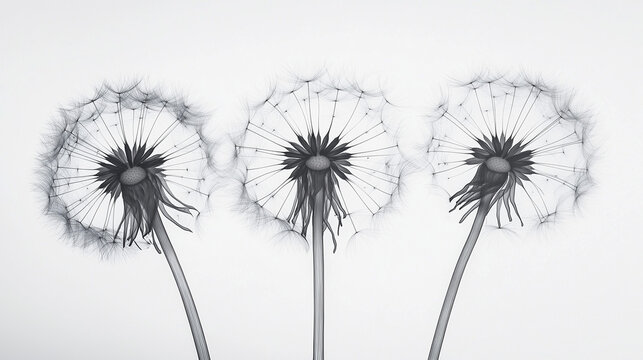 R&ouml;ntgenbild von 3 Pusteblumen