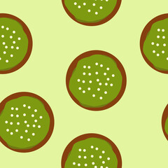Bombolone seamless pattern with matcha toping. Pattern for food wrapping or bakery shop wallpaper