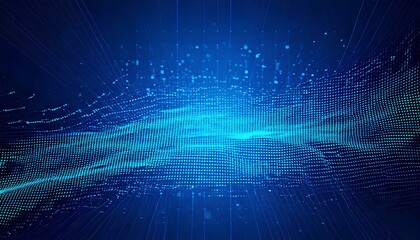 Blue Tech Finance Fintech Background with Abstract Pixel Pattern