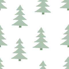 Abstract Handraw Pine tree chrismas seamless pattern