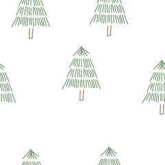 Abstract Handraw Pine tree chrismas seamless pattern