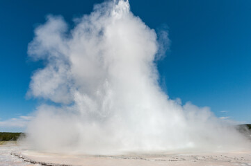 Eruption of the Great Fountain Geyser in Yellowstone National park.