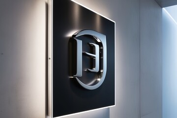 A sleek modern and polished metal wall sign d