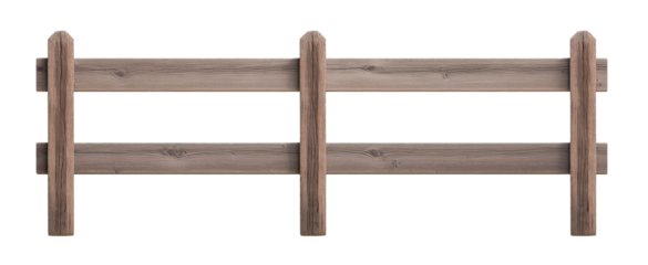 rural rustic weathered fence wood, farm yard wooden fence, isolated on transparent white background. cutout