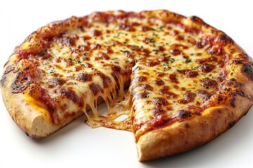 A delicious cheese pizza, perfect for any occasion.  The melted cheese is so tempting!