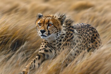 Cheetah Sprinting Across the Blurred Plains