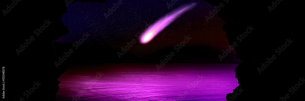Canvas Prints space scene with a meteorite