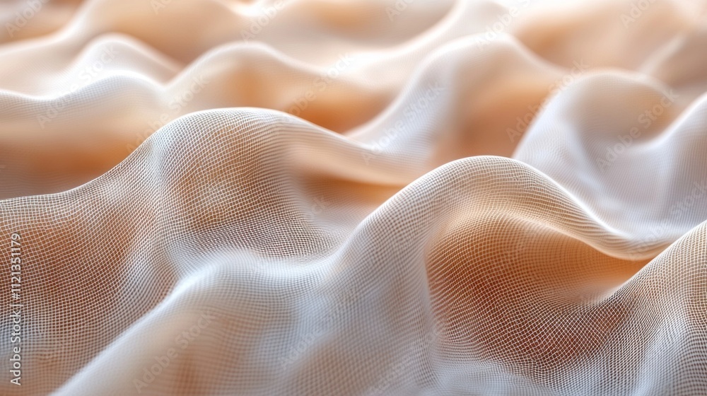 Aufkleber Soft waves of translucent fabric create an enchanting play of light and shadow, inviting touch and evoking a sense of tranquility in a cozy atmosphere