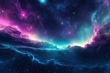 Fototapeta premium Cosmic Landscape with Nebulae and Stars