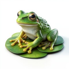 Obraz premium Frog sitting on lily pad pond wildlife photography natural habitat close-up amphibian life