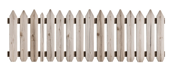 rural rustic weathered fence wood, yard wooden fence wall, isolated on transparent white background. cutout