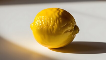 A Single Yellow Lemon Rests On A White Surface