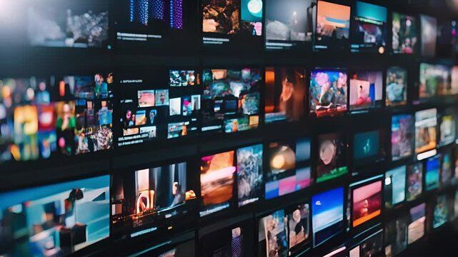 Abstract video background with digital shapes, futuristic elements and patterns. Concept of future technologies and artificial intelligence.