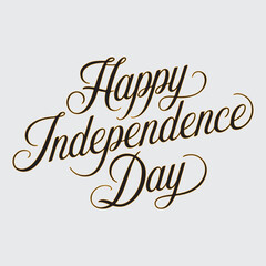 Obraz premium Happy independence day in black color and yellow stroke