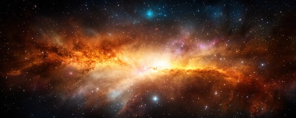 Fototapeta premium The night sky is a canvas of endless possibilities, with a tapestry of stars, swirling nebulae, and distant galaxies painting a breathtaking view that stretches beyond the horizon