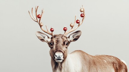 Reindeer Antlers Adorned With Festive Christmas Ornaments