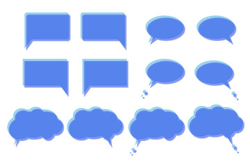 Set of black outlined speech and thought bubble icons on transparent background, perfect for comics, chat interfaces, or design elements. Icons, vector.
