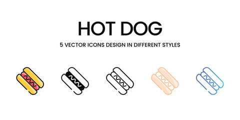 Hot Dog icons in different style vector stock illustration