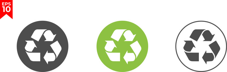 100% recycled plastic label. Eco friendly packaging symbol. Flat design. Vector illustration