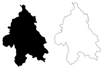Fototapeta premium City of Belgrade (Republic of Serbia, Districts in Sumadija and Western Serbia) map vector illustration, scribble sketch District Belgrade map