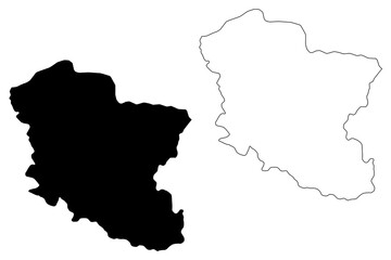 Branicevo District (Republic of Serbia, Districts in Southern and Eastern Serbia) map vector illustration, scribble sketch Branicevo map