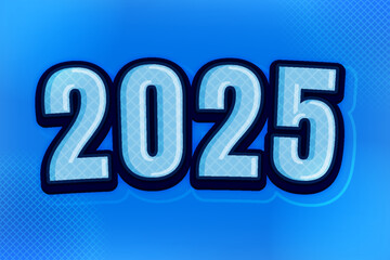 Retro light blue vintage 2025 text effect poster with party vibes for New Year's Eve, end of year celebrations, social media, parties, flyers, and ads