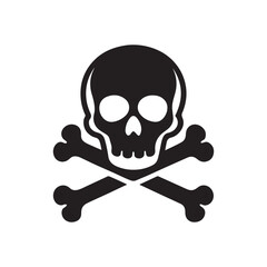 Human skull and crossbones silhouette, black and white silhouette, vector and illustration