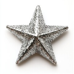 Sparkling Silver Star Decor with Glittering Surface and Textures