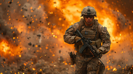 A brave firefighter rescues a child from a massive blaze, showcasing heroism and selflessness amidst intense flames and smoke.
